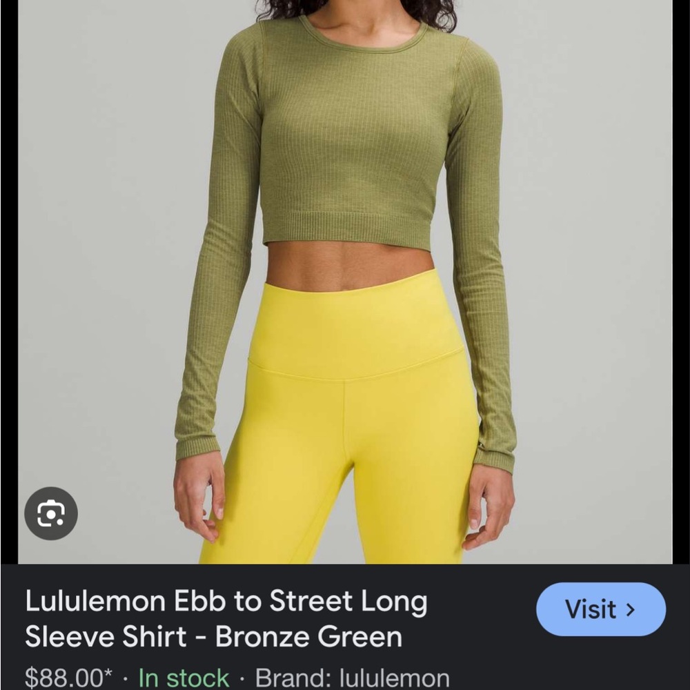 lululemon athletica Women's Green Long Sleeve Crop Top